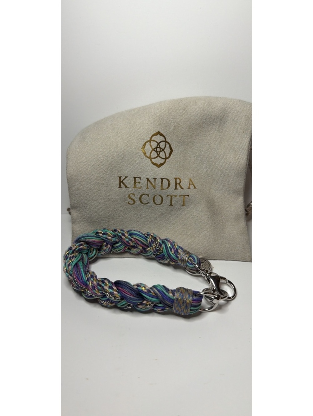 Kendra Scott Multicolor Braided Rope Bracelet with Silver Charm